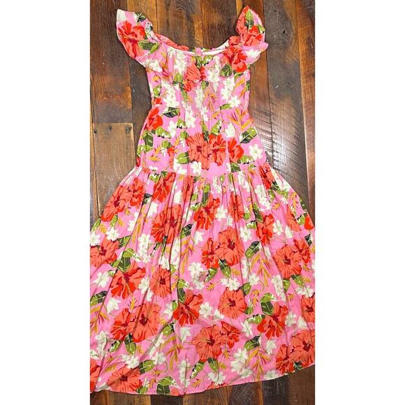 Yumi Kim Spring Fling Off Shoulder Maxi Dress Floral Mai Thai Pink Size 6 NWOT - Picture 5 of 9